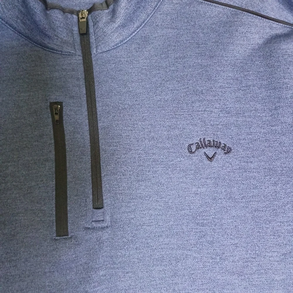 Callaway Men's XXL Blue 1/4 Zip Mock Neck Long Sleeve Polyester Golf Pullover